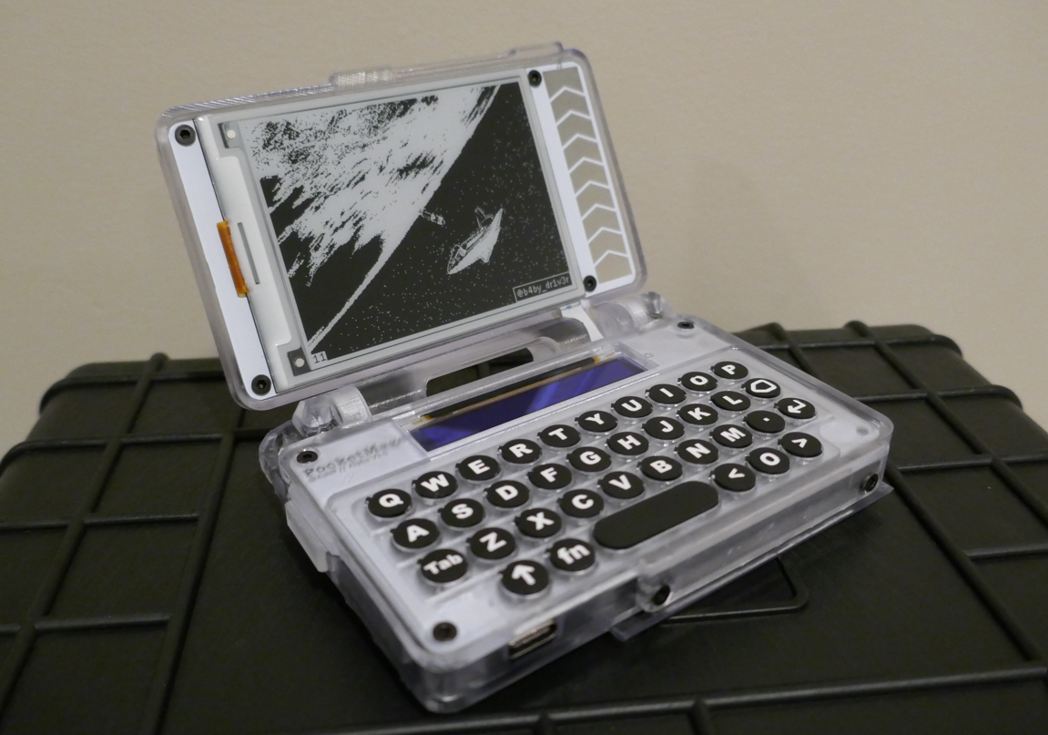 A second view of the PocketMage OS interface, demonstrating the GUI layout across the E-Ink panel