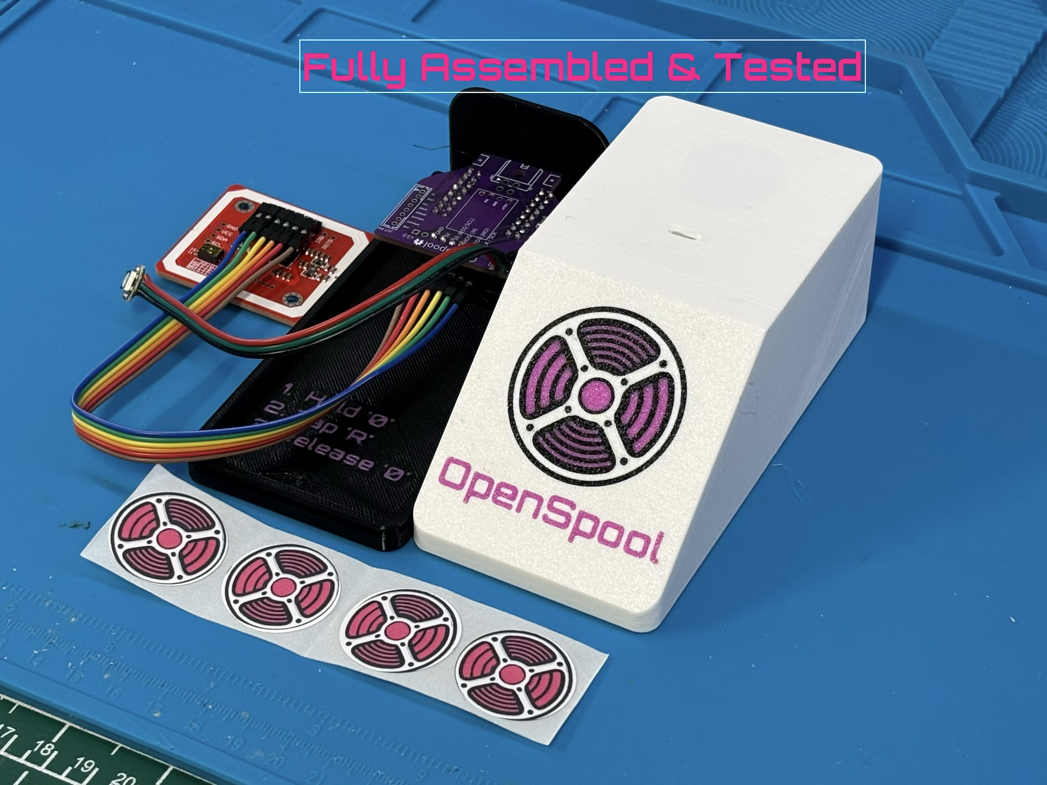 OpenSpool Mini board showing header arrangement and PN532 module placement