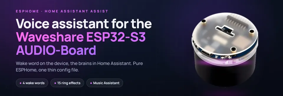 ESPHome Voice Satellite on Waveshare ESP32-S3-AUDIO-Board