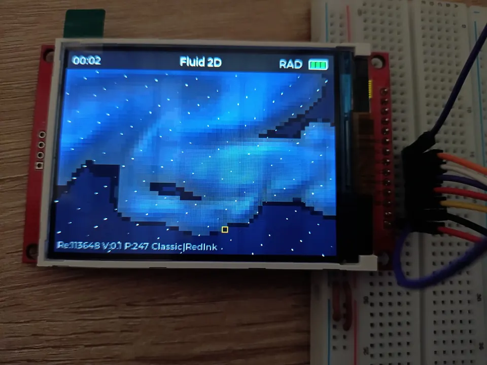 Fluid 2D Simulator — PSRAM-backed real-time fluid rendering