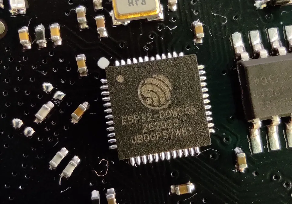 ESP32 module on Lolin32 Lite clone board (cropped view)
