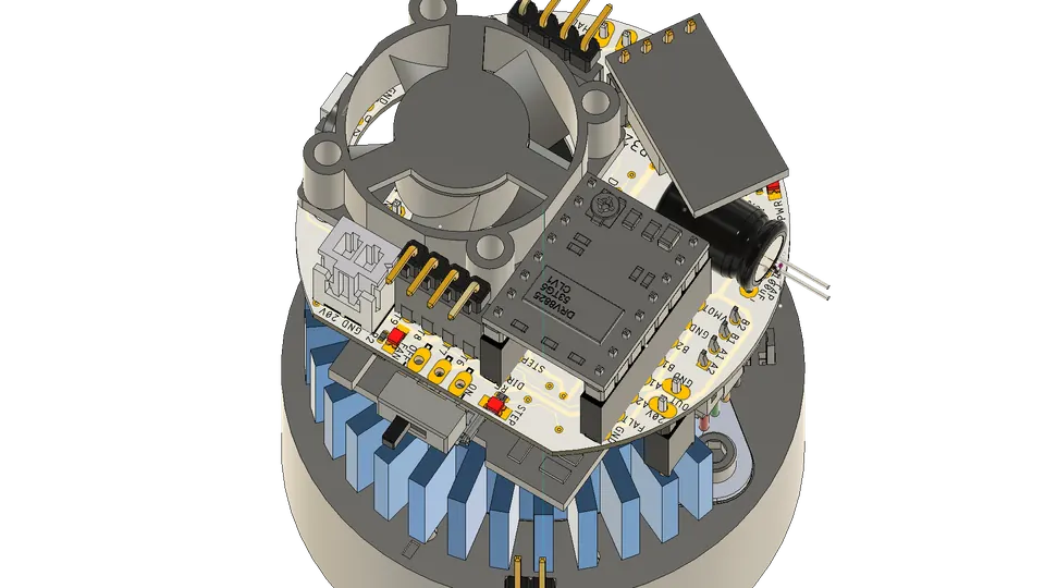 Top-down view of the assembled actuator board