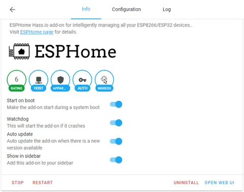 Installing the ESPHome Device Builder add-on inside Home Assistant