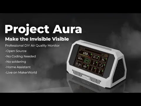 Project Aura AQ demo — touchscreen UI and live sensor readings in action