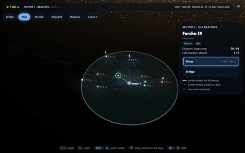 Costellazioni — the galaxy map, plotting a hyperspace jump