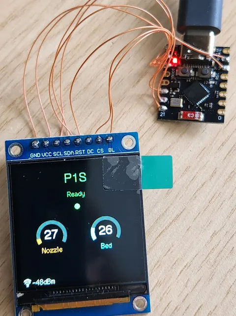 ESP32-C3 Super Mini DIY build wired to a 240×240 ST7789 display